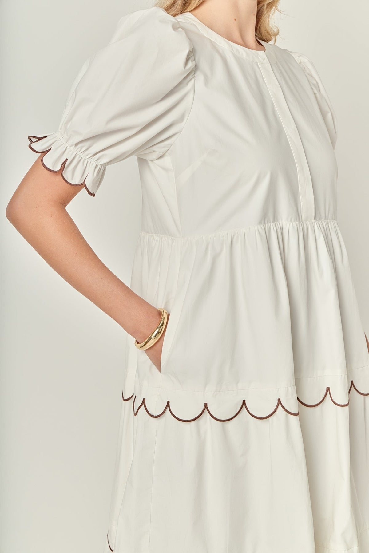 Scalloped Edge Midi Dress