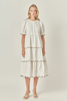 ENGLISH FACTORY - Scalloped Edge Midi Dress - DRESSES available at Objectrare