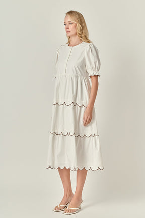 Scalloped Edge Midi Dress