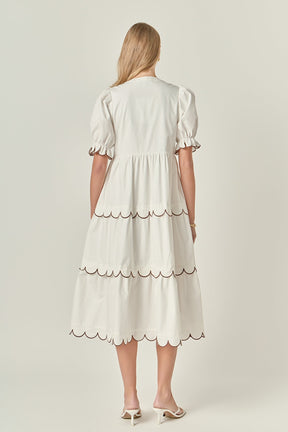 Scalloped Edge Midi Dress