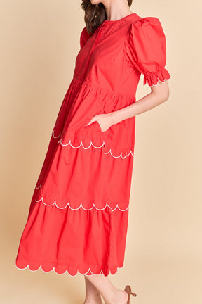 ENGLISH FACTORY - Scalloped Edge Midi Dress - DRESSES available at Objectrare
