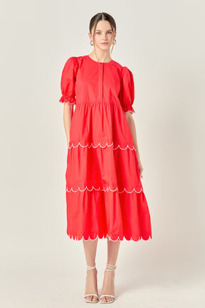 ENGLISH FACTORY - Scalloped Edge Midi Dress - DRESSES available at Objectrare
