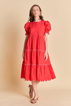 ENGLISH FACTORY - Scalloped Edge Midi Dress - DRESSES available at Objectrare