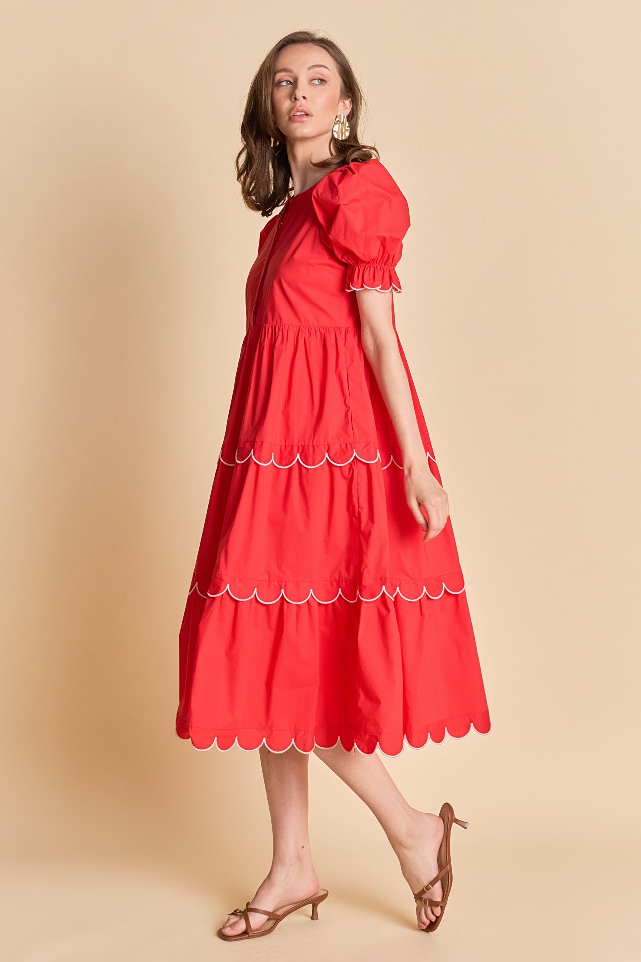 ENGLISH FACTORY - Scalloped Edge Midi Dress - DRESSES available at Objectrare