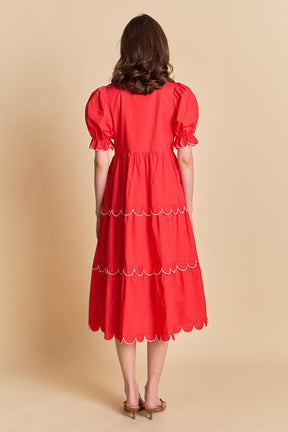 ENGLISH FACTORY - Scalloped Edge Midi Dress - DRESSES available at Objectrare
