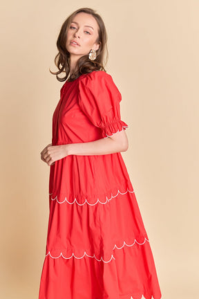 ENGLISH FACTORY - Scalloped Edge Midi Dress - DRESSES available at Objectrare