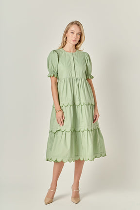 ENGLISH FACTORY - Scalloped Edge Midi Dress - DRESSES available at Objectrare