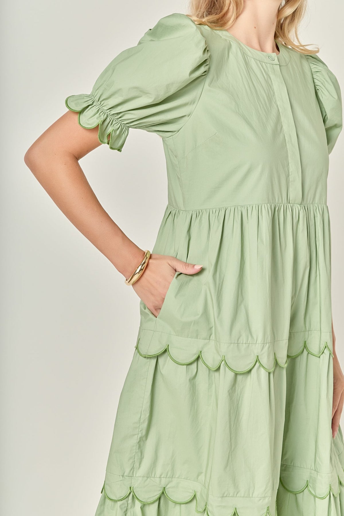 ENGLISH FACTORY - Scalloped Edge Midi Dress - DRESSES available at Objectrare
