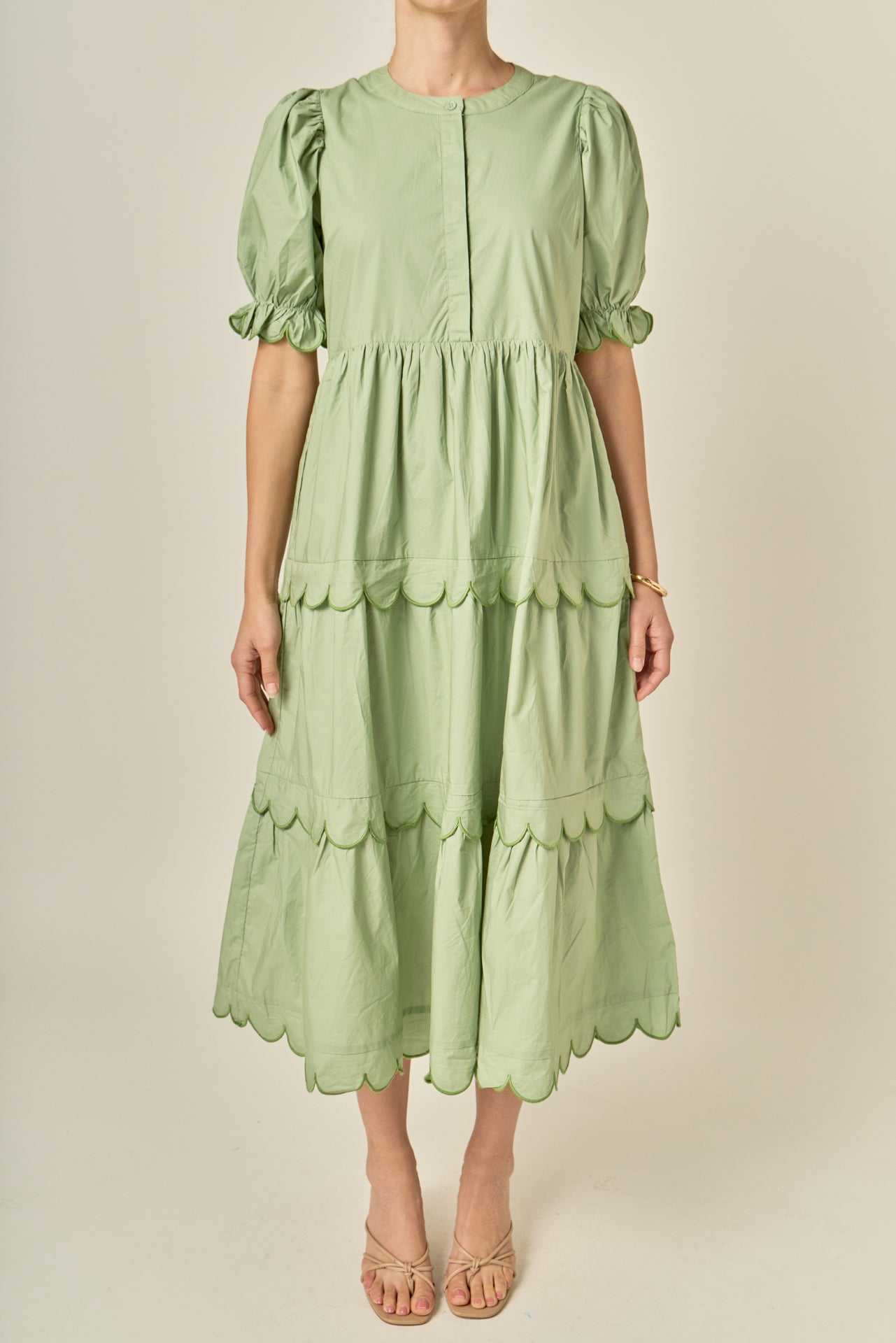 Scalloped Edge Midi Dress