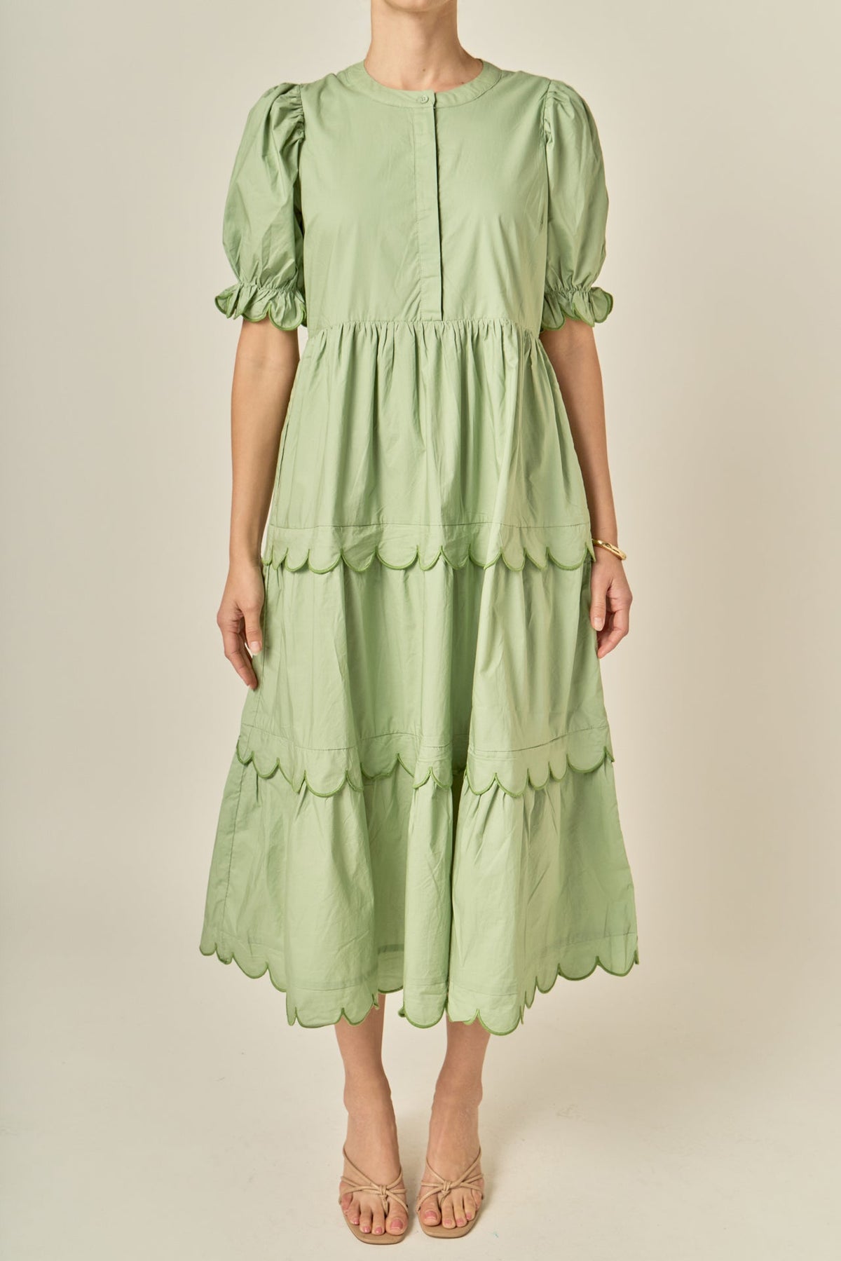 Scalloped Edge Midi Dress