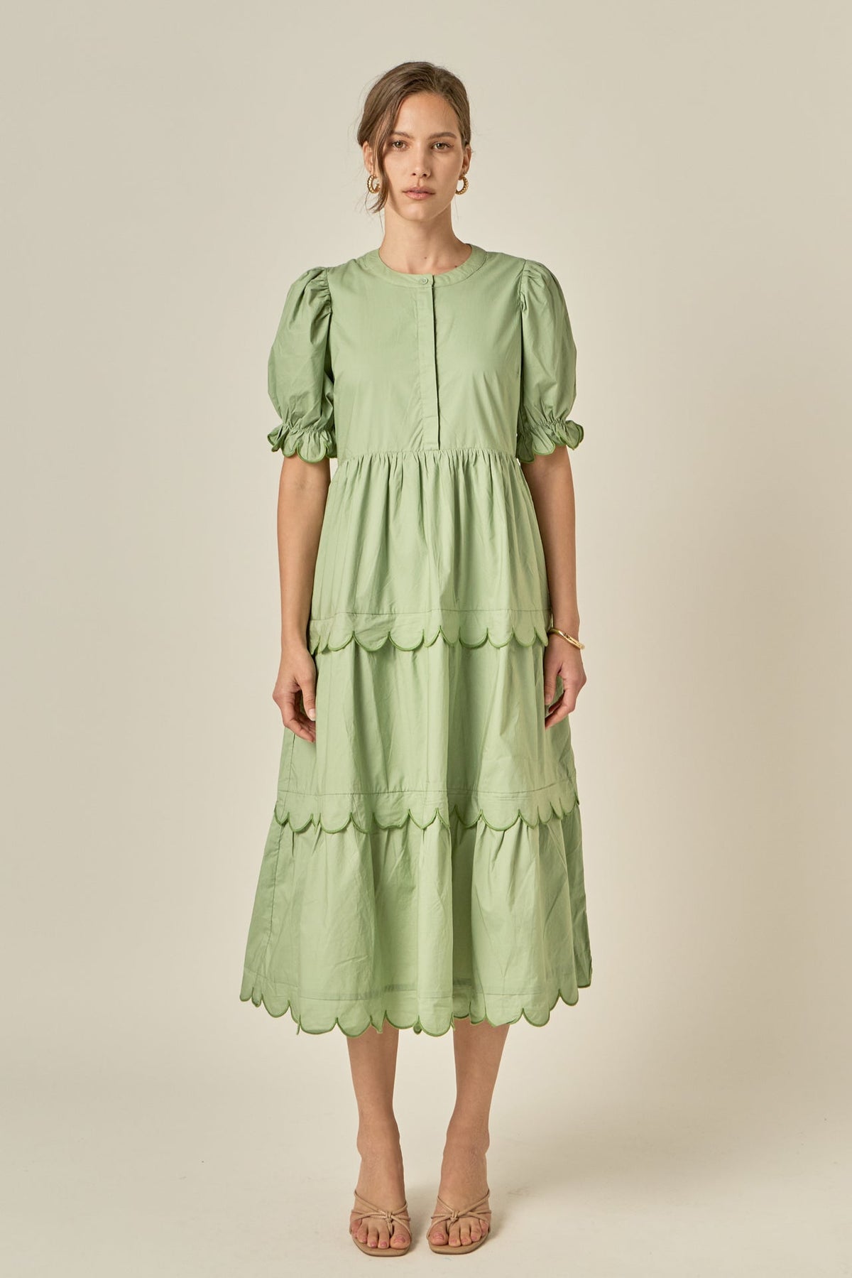 Scalloped Edge Midi Dress