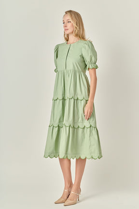 ENGLISH FACTORY - Scalloped Edge Midi Dress - DRESSES available at Objectrare