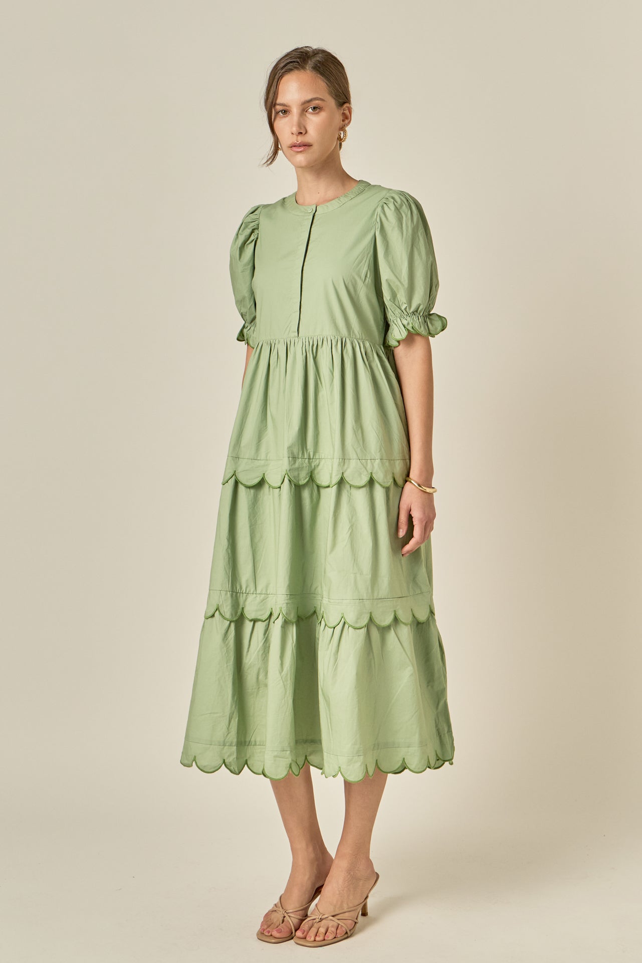 Scalloped Edge Midi Dress