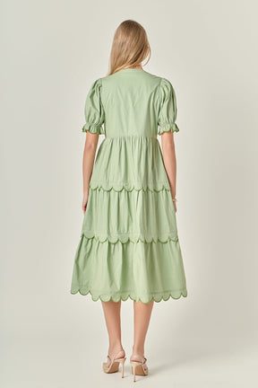 ENGLISH FACTORY - Scalloped Edge Midi Dress - DRESSES available at Objectrare
