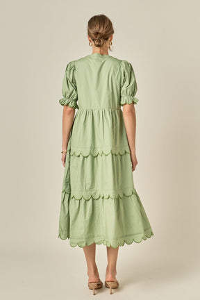 Scalloped Edge Midi Dress