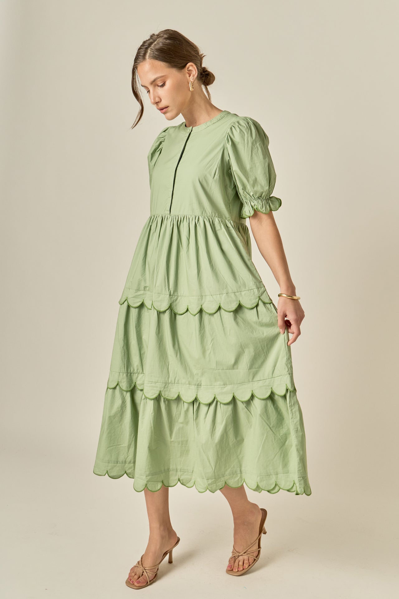 Scalloped Edge Midi Dress