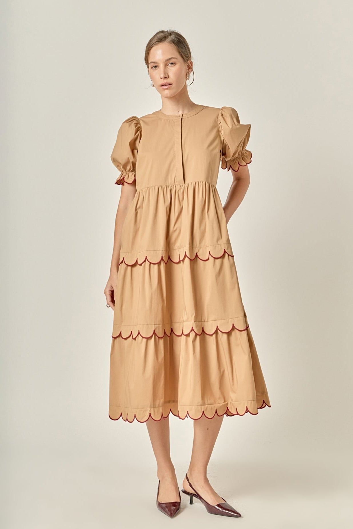 Scalloped Edge Midi Dress