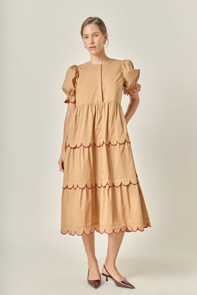 Scalloped Edge Midi Dress