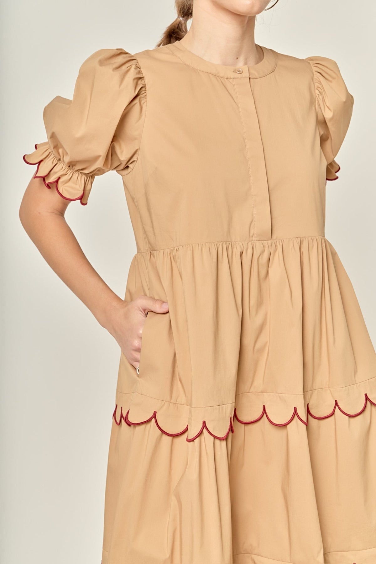 Scalloped Edge Midi Dress