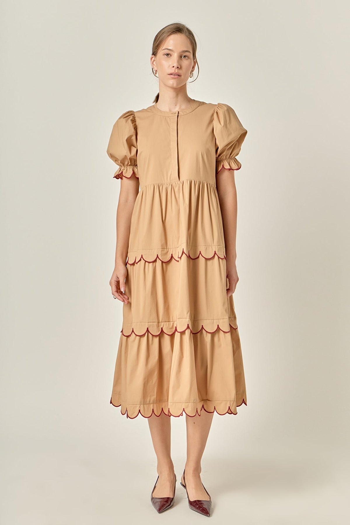Scalloped Edge Midi Dress
