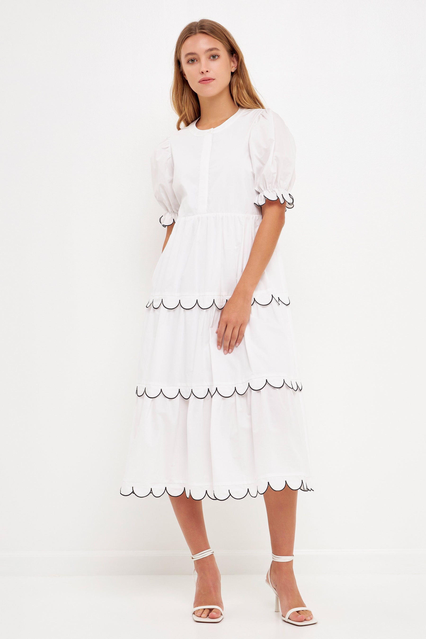 ENGLISH FACTORY - Scalloped Edge Midi Dress - DRESSES available at Objectrare