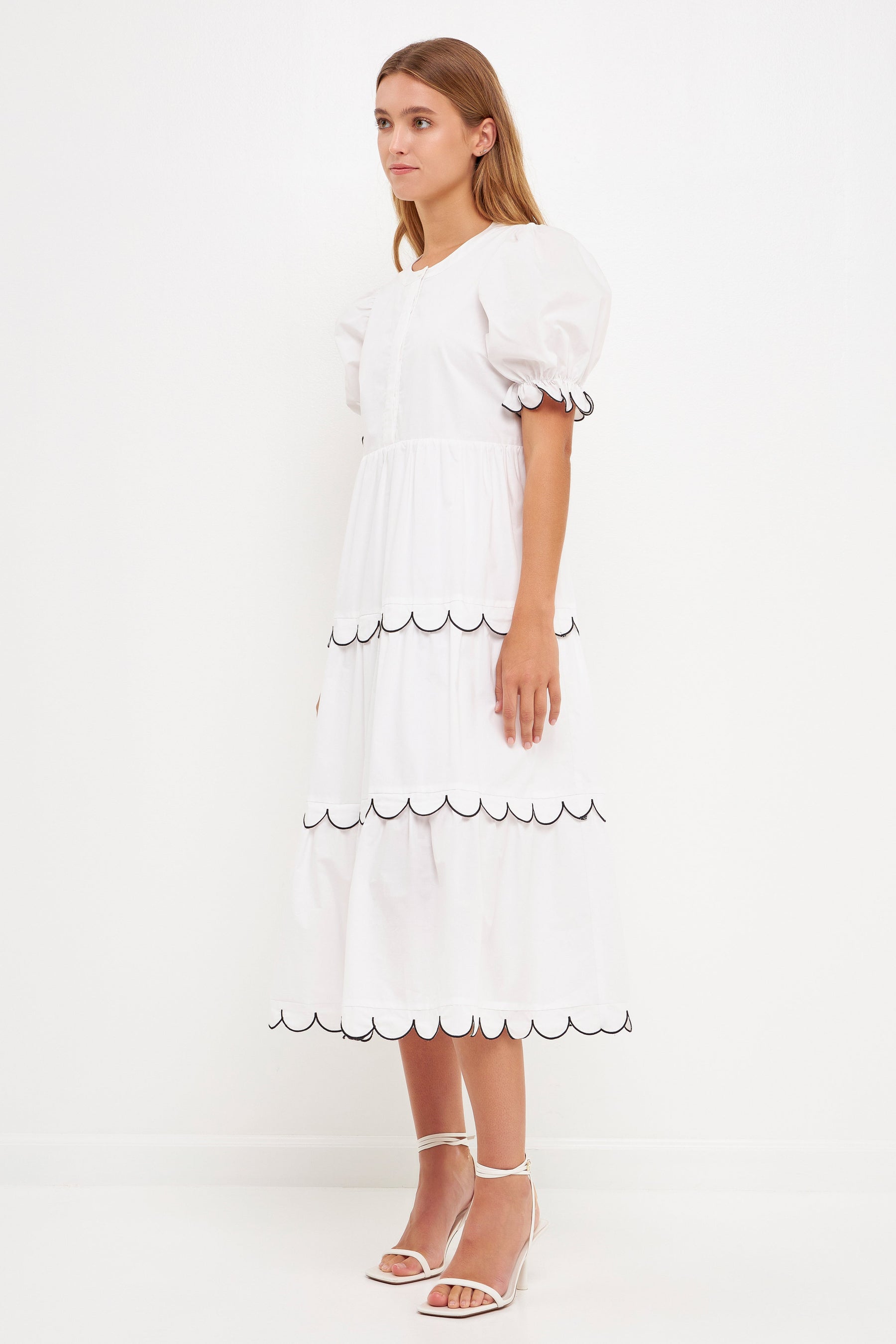 ENGLISH FACTORY - Scalloped Edge Midi Dress - DRESSES available at Objectrare