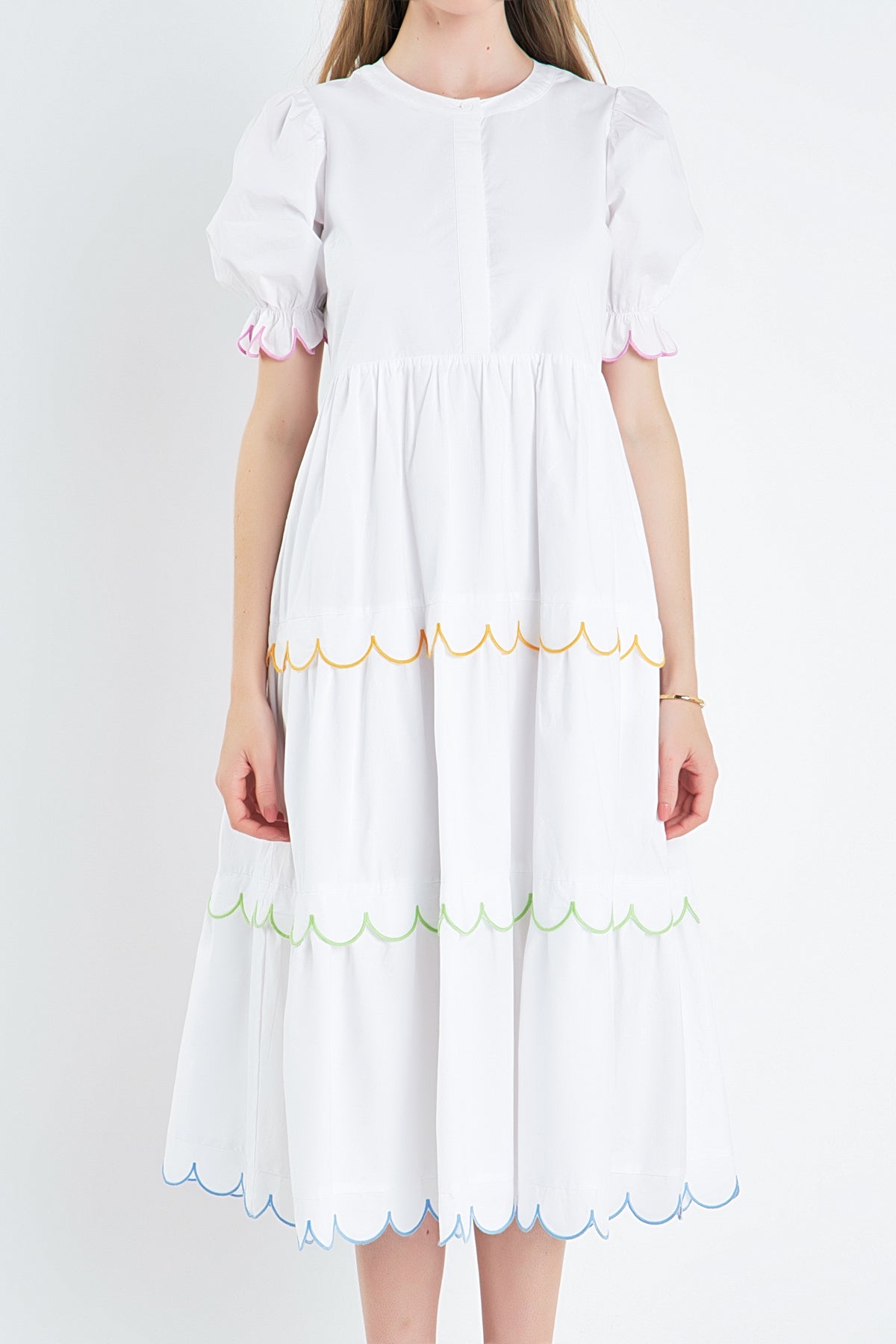 ENGLISH FACTORY - Scalloped Edge Midi Dress - DRESSES available at Objectrare