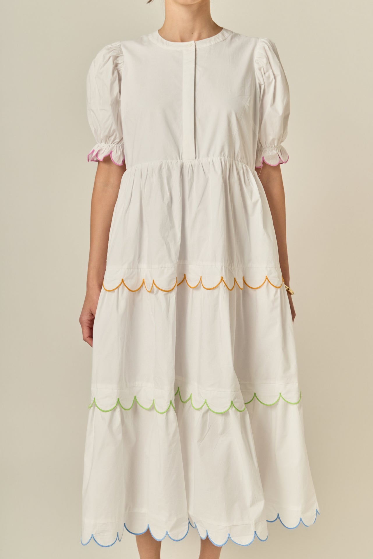 Scalloped Edge Midi Dress