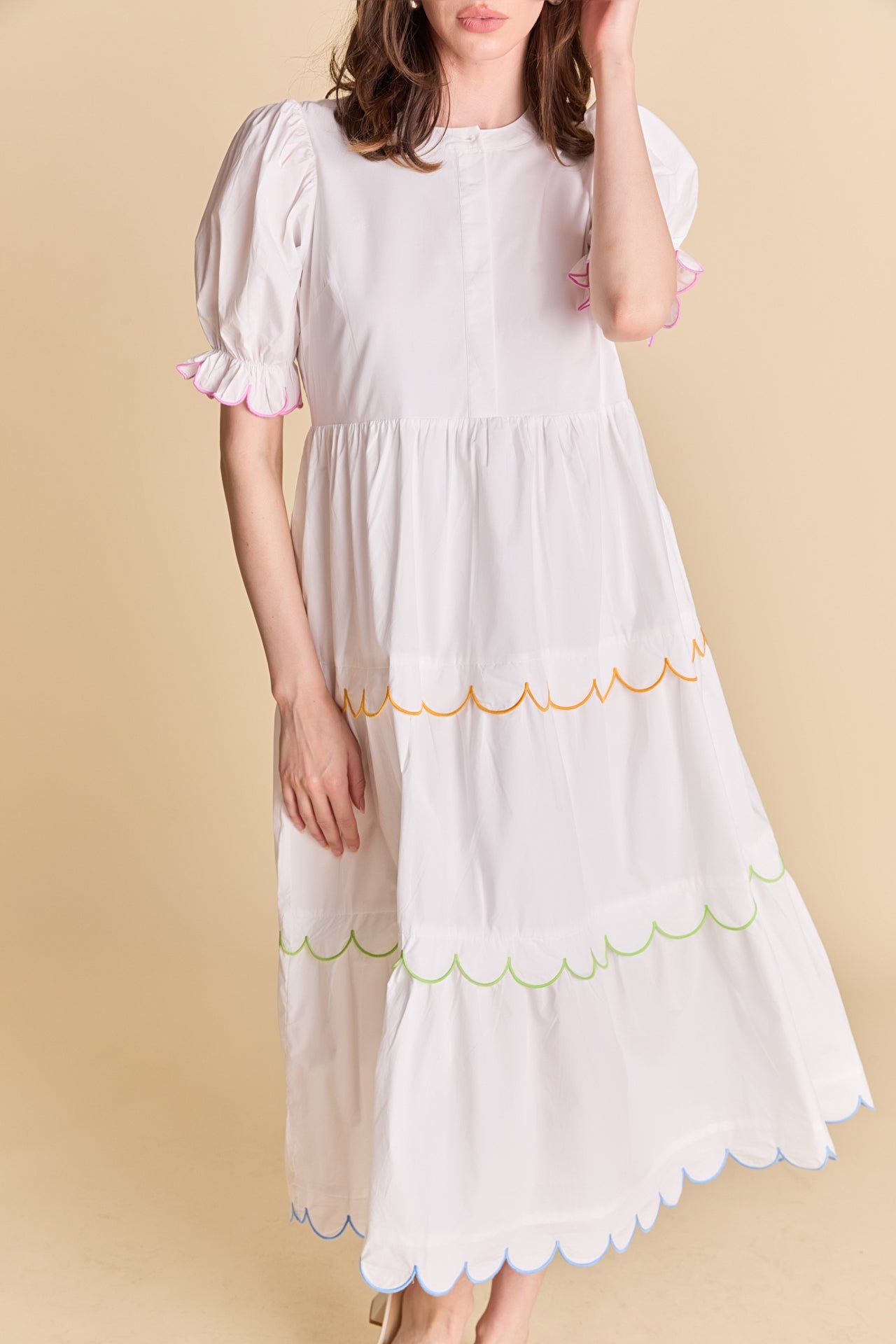 ENGLISH FACTORY - Scalloped Edge Midi Dress - DRESSES available at Objectrare
