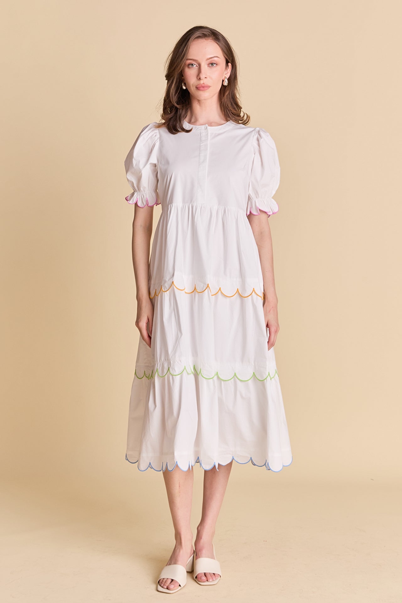 ENGLISH FACTORY - Scalloped Edge Midi Dress - DRESSES available at Objectrare