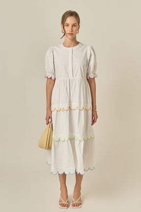 Scalloped Edge Midi Dress