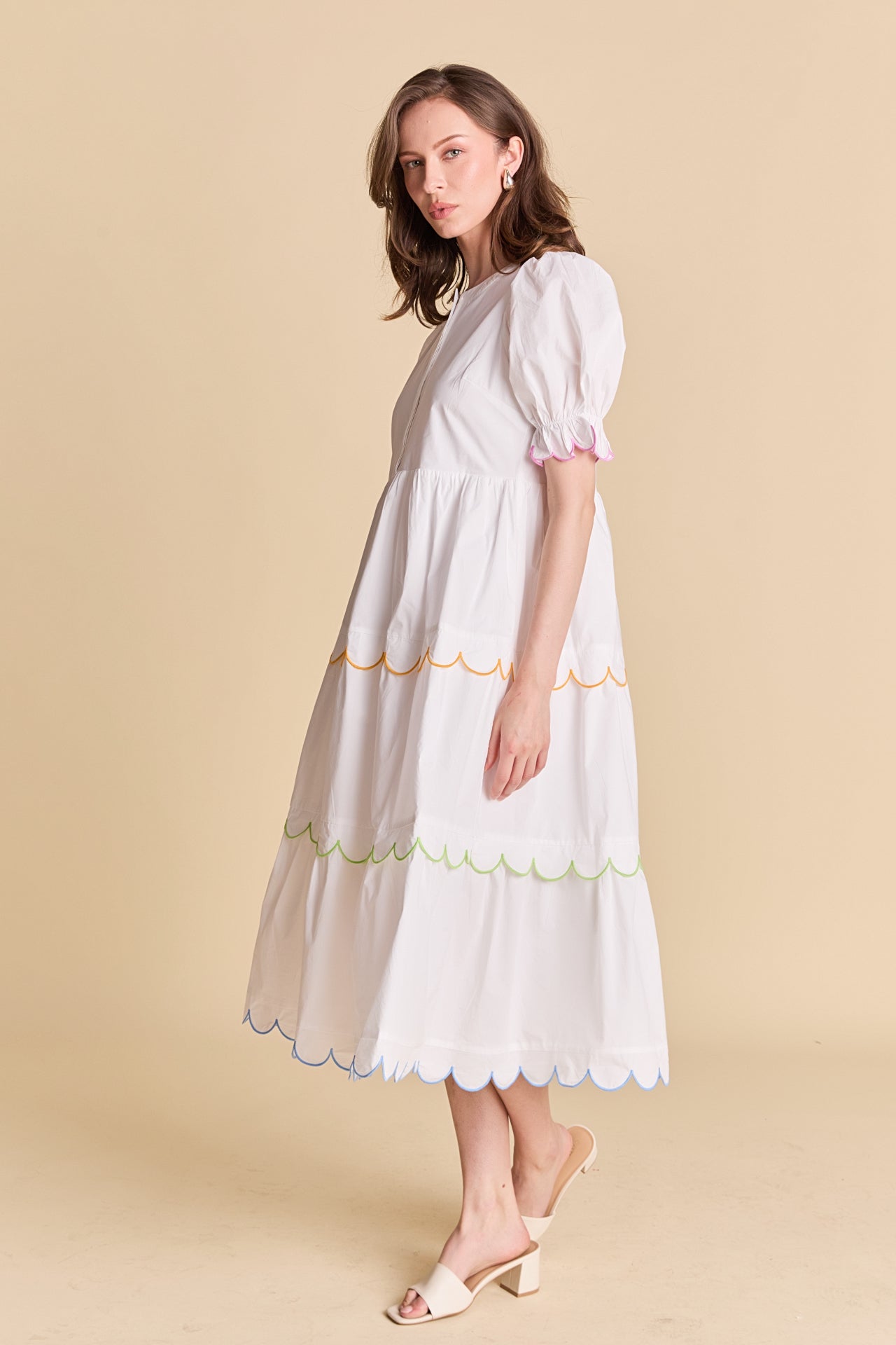 ENGLISH FACTORY - Scalloped Edge Midi Dress - DRESSES available at Objectrare