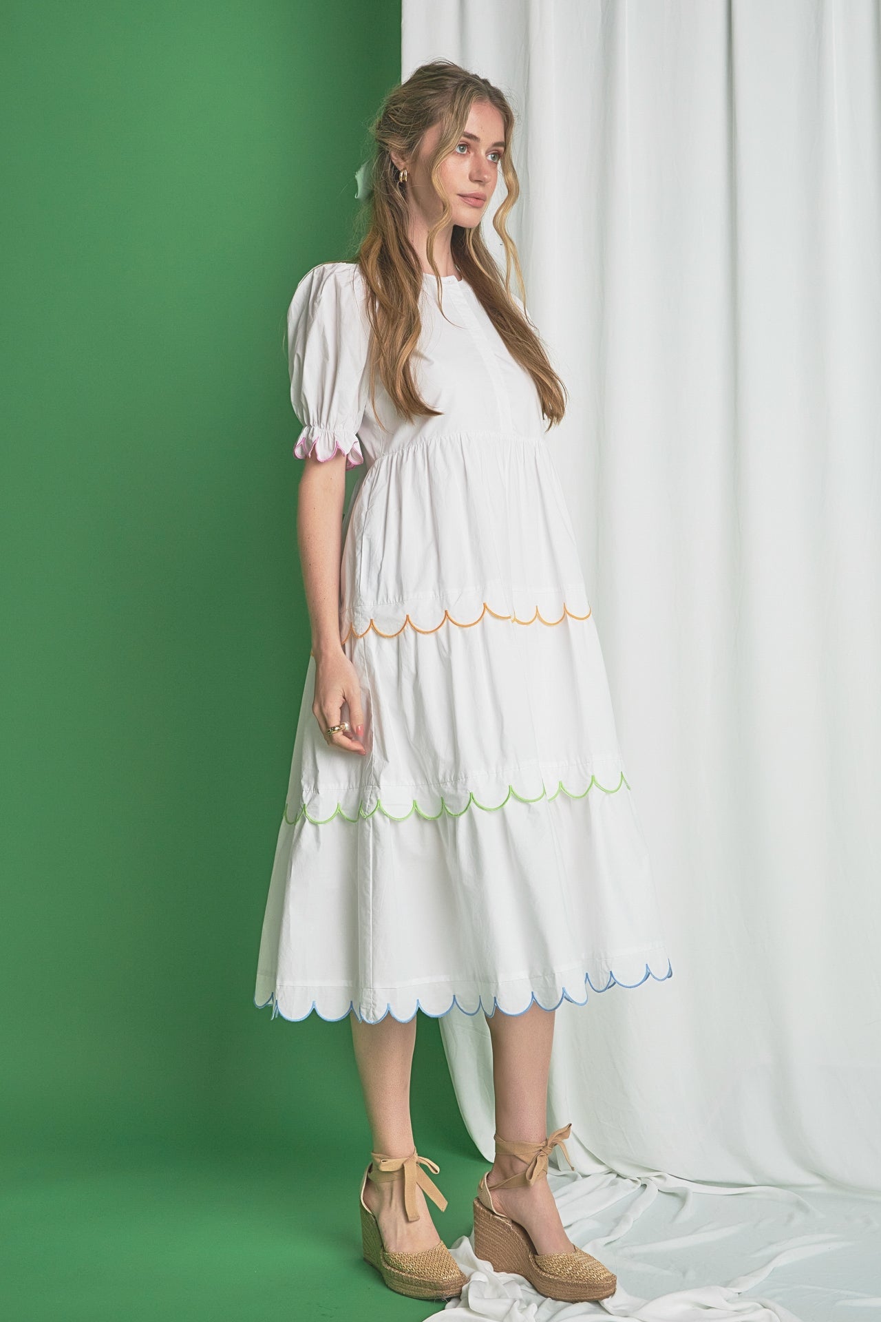 ENGLISH FACTORY - English Factory - Scalloped Edge Midi Dress - DRESSES available at Objectrare