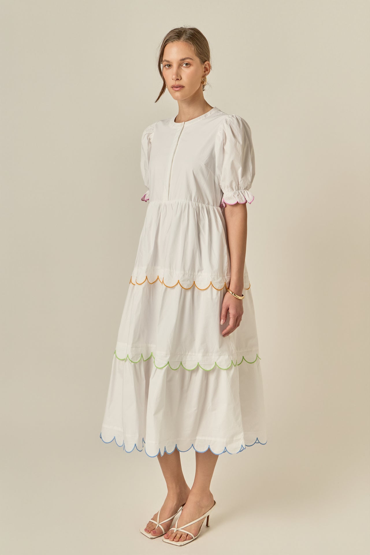 Scalloped Edge Midi Dress