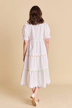 ENGLISH FACTORY - Scalloped Edge Midi Dress - DRESSES available at Objectrare