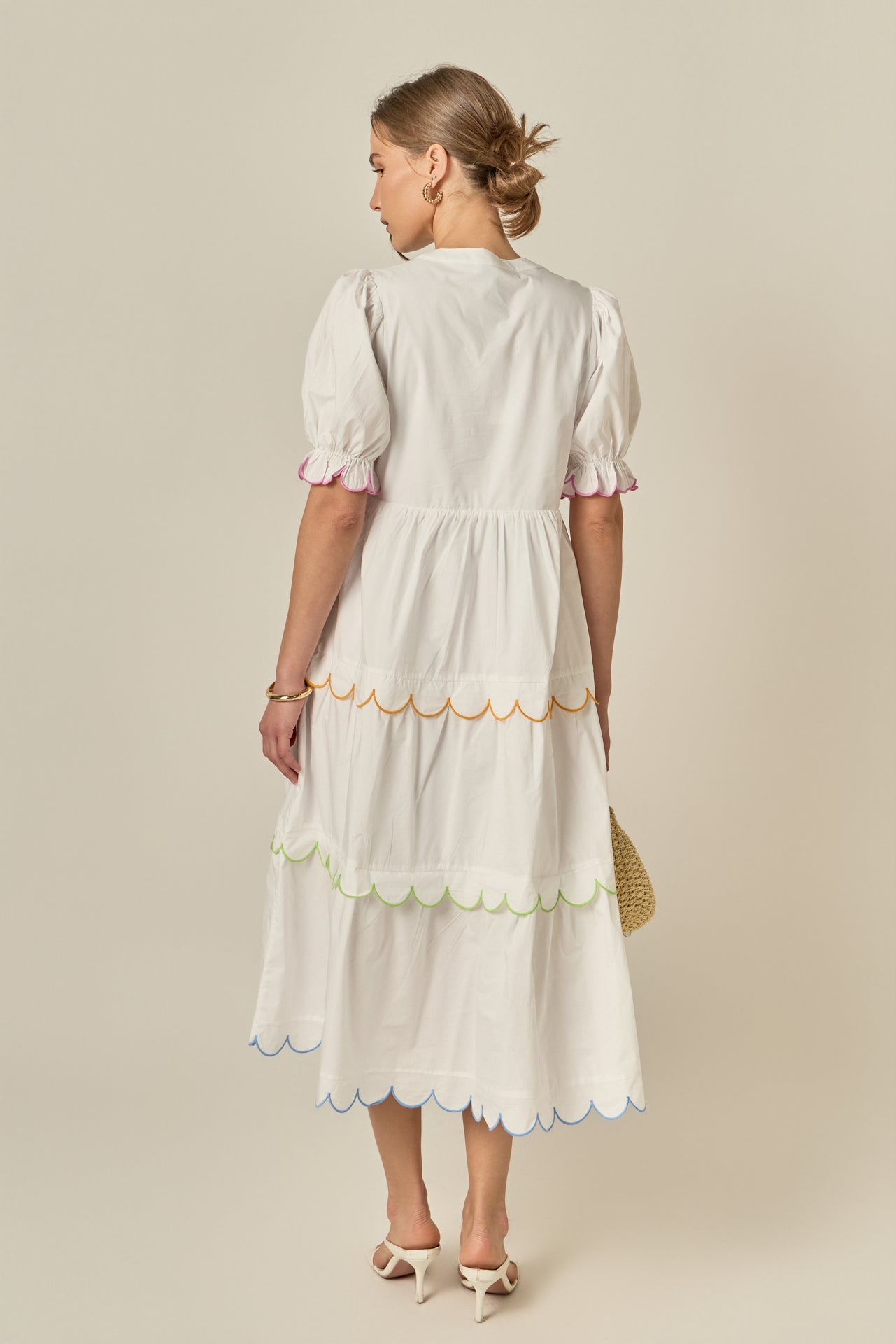 Scalloped Edge Midi Dress