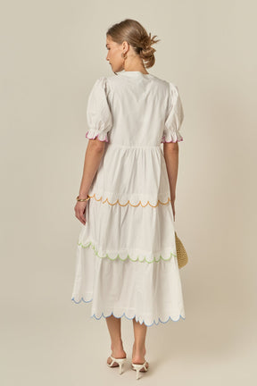 Scalloped Edge Midi Dress