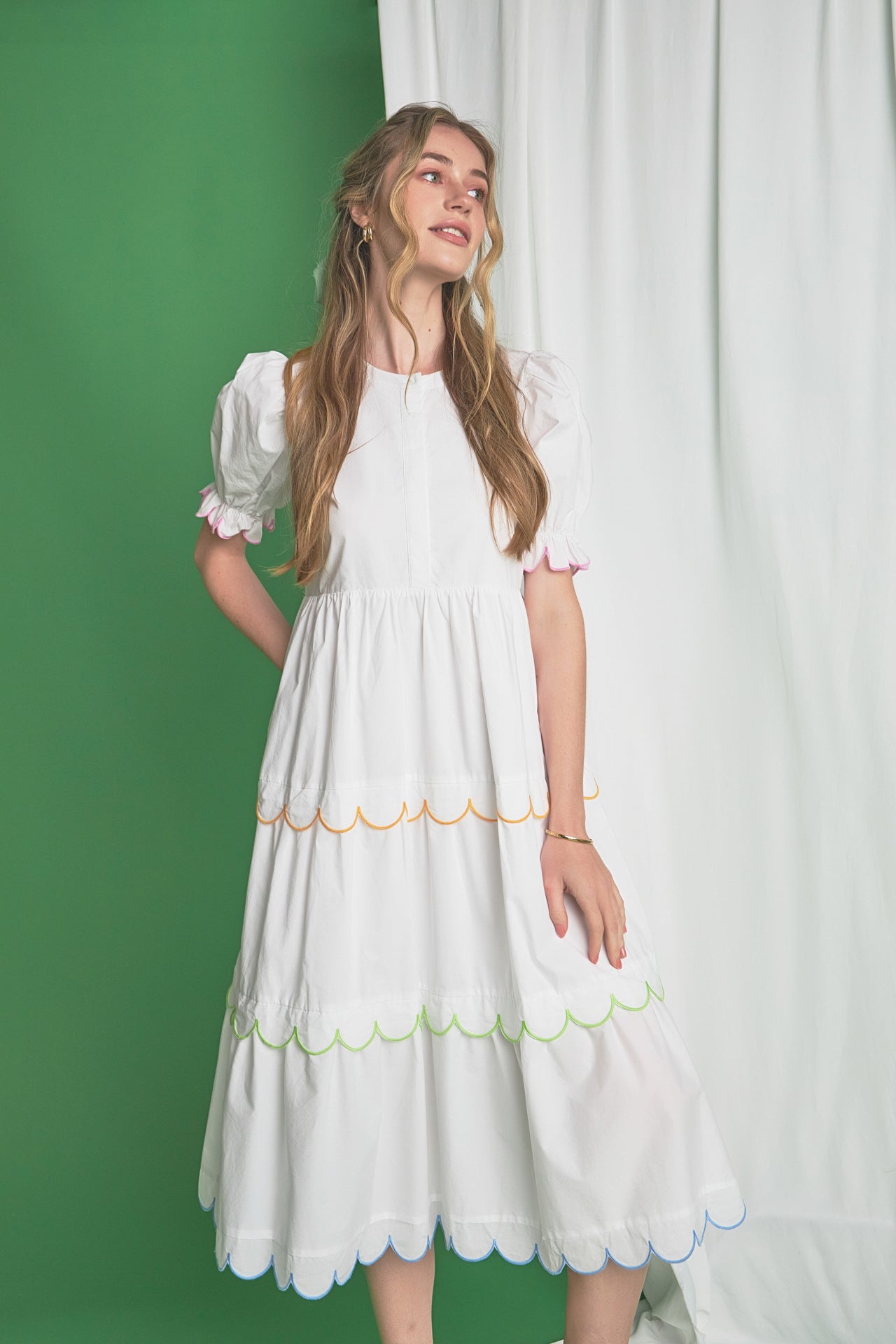 ENGLISH FACTORY - English Factory - Scalloped Edge Midi Dress - DRESSES available at Objectrare