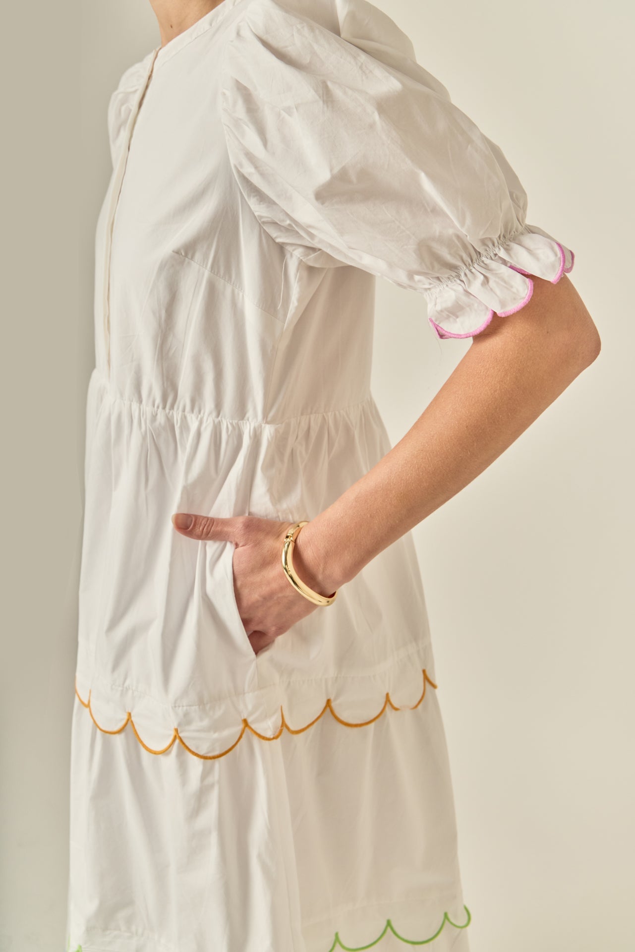 Scalloped Edge Midi Dress