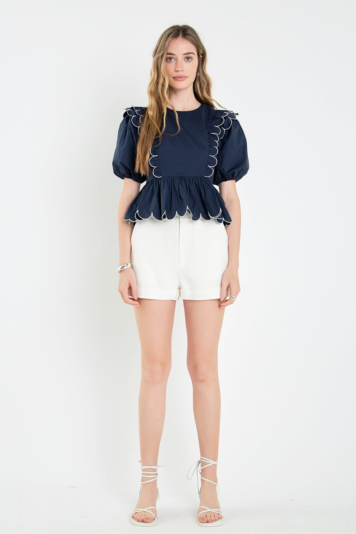 ENGLISH FACTORY - English Factory - Contrast Scallop Edge Top - TOPS available at Objectrare