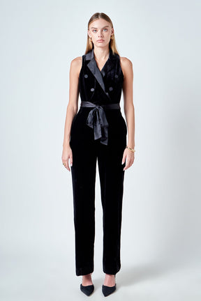 ENDLESS ROSE - Sleeveless Velvet Jumpsuit - JUMPSUITS available at Objectrare
