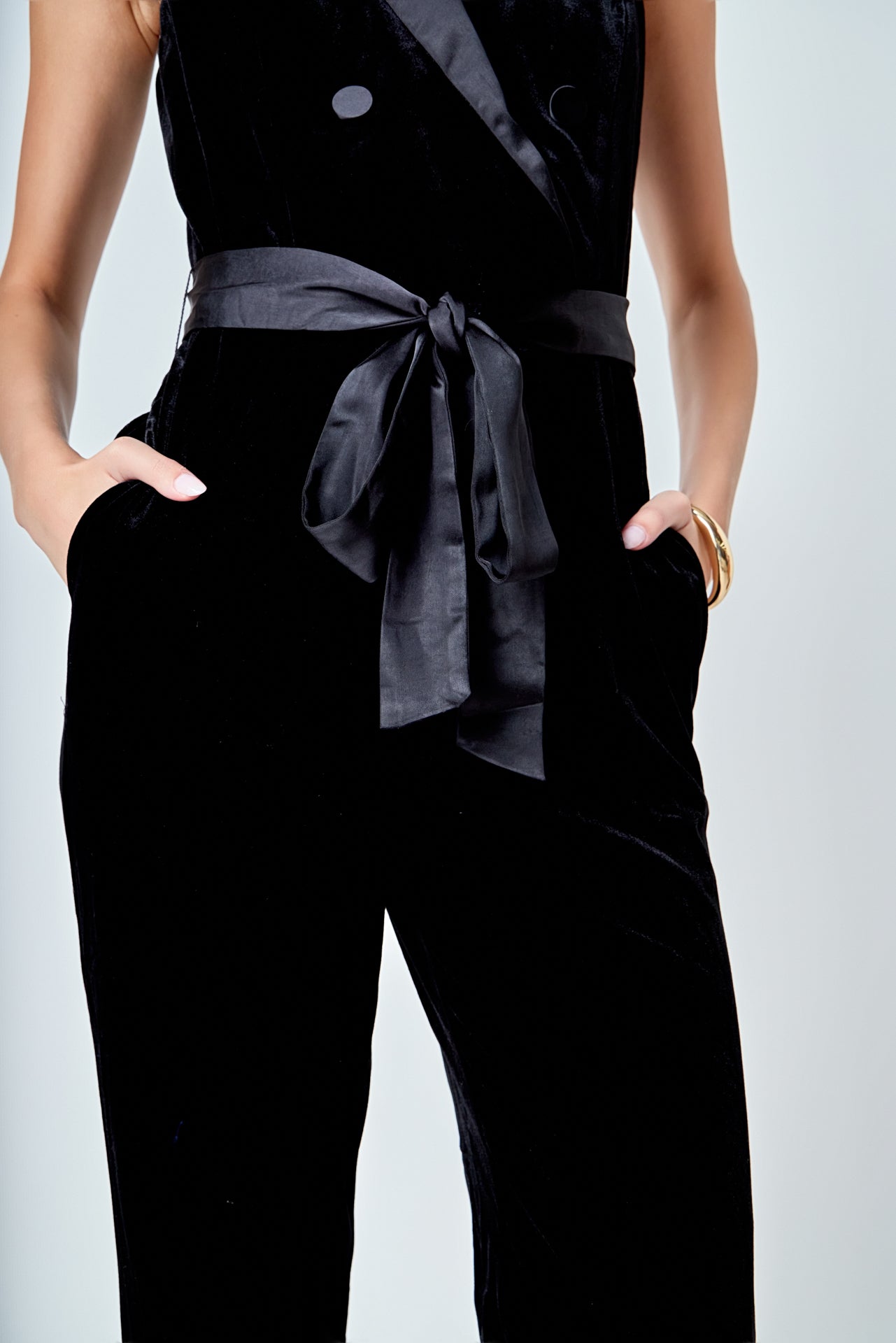 ENDLESS ROSE - Sleeveless Velvet Jumpsuit - JUMPSUITS available at Objectrare