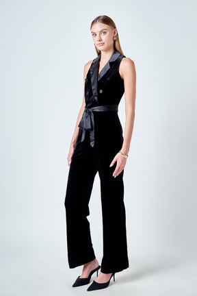 ENDLESS ROSE - Sleeveless Velvet Jumpsuit - JUMPSUITS available at Objectrare