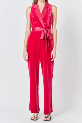 ENDLESS ROSE - Sleeveless Velvet Jumpsuit - JUMPSUITS available at Objectrare