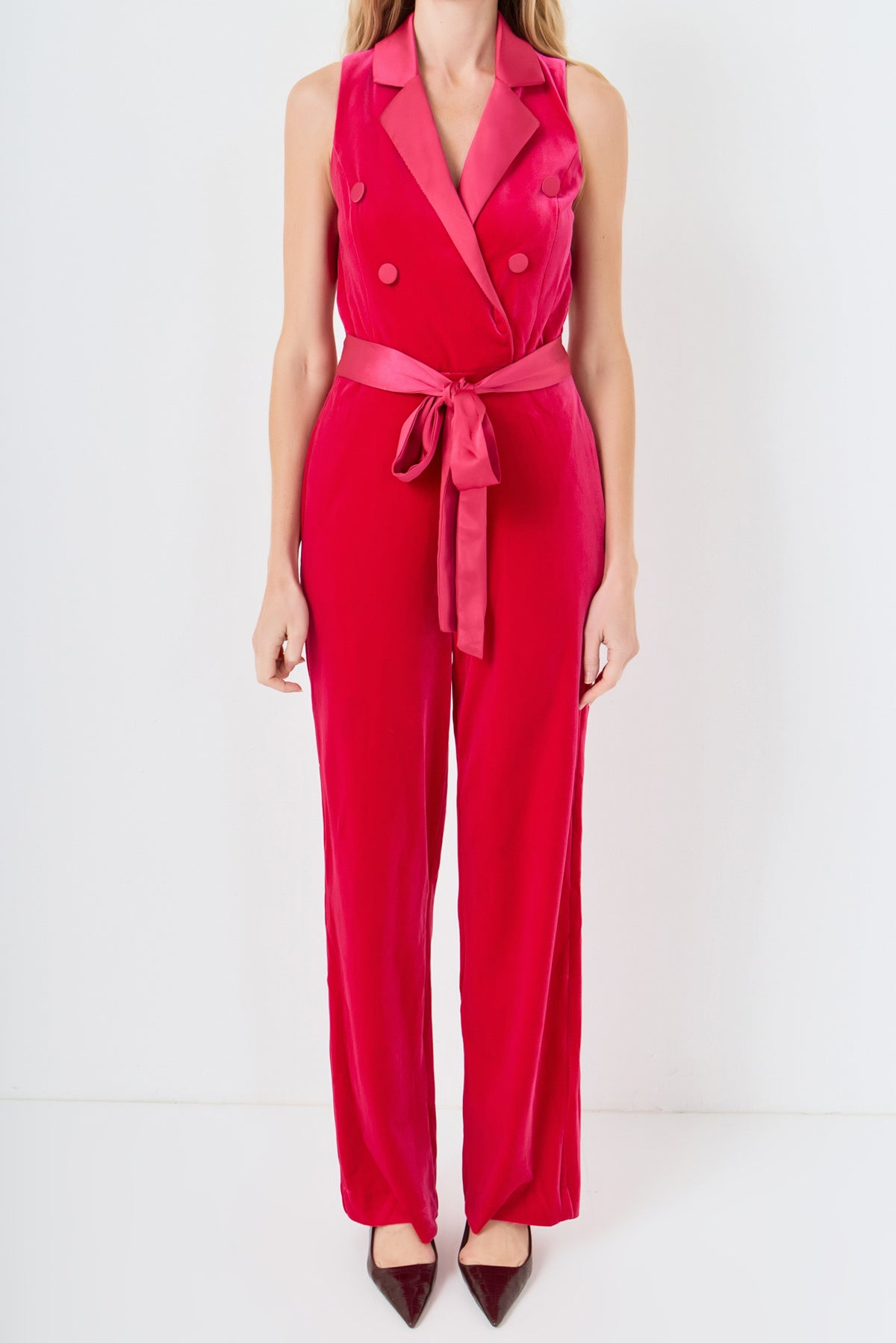 Sleeveless Velvet Jumpsuit