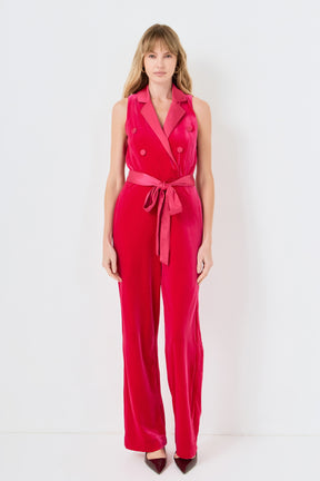 ENDLESS ROSE - Sleeveless Velvet Jumpsuit - JUMPSUITS available at Objectrare