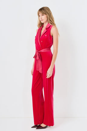 ENDLESS ROSE - Sleeveless Velvet Jumpsuit - JUMPSUITS available at Objectrare