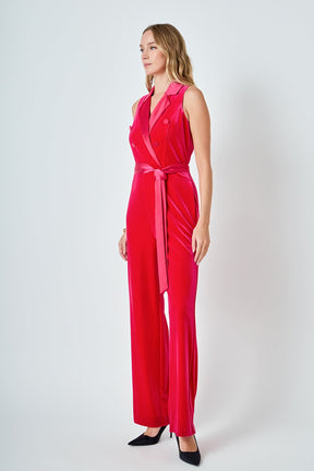 ENDLESS ROSE - Sleeveless Velvet Jumpsuit - JUMPSUITS available at Objectrare
