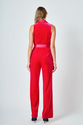 ENDLESS ROSE - Sleeveless Velvet Jumpsuit - JUMPSUITS available at Objectrare