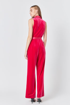 ENDLESS ROSE - Sleeveless Velvet Jumpsuit - JUMPSUITS available at Objectrare